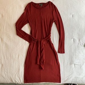 Super-soft Midi Sweater Dress with Waist Tie